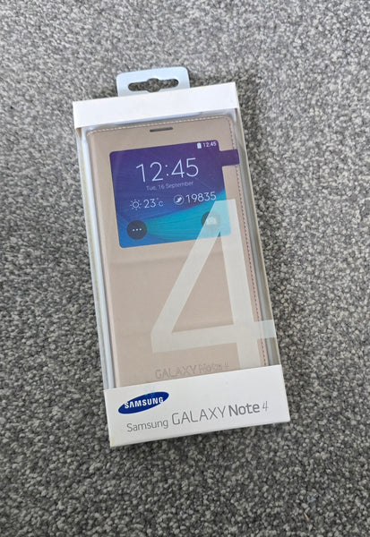 Genuine Samsung Galaxy note 4 S-View Flip case cover Gold