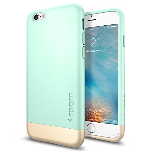 Spigen Style Armor Safe Slide Soft-Interior Metallic Finished Dual Layer Protection Slim Hard Case for iPhone 6S - Mint